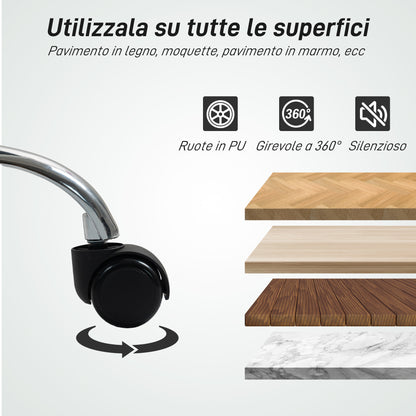 Adjustable Office Chair with Button Tufted Upholstery and Swivel Wheels, PU Leather, Foam and Steel, 44x50x78-88 cm, White