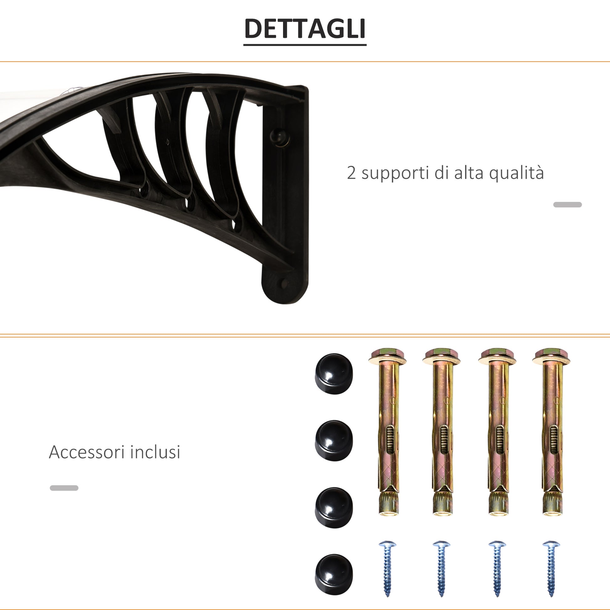 Balcony Door and Window Canopy, Waterproof and Anti-UV Outdoor Canopy in Polycarbonate for Exterior, 75x120cm