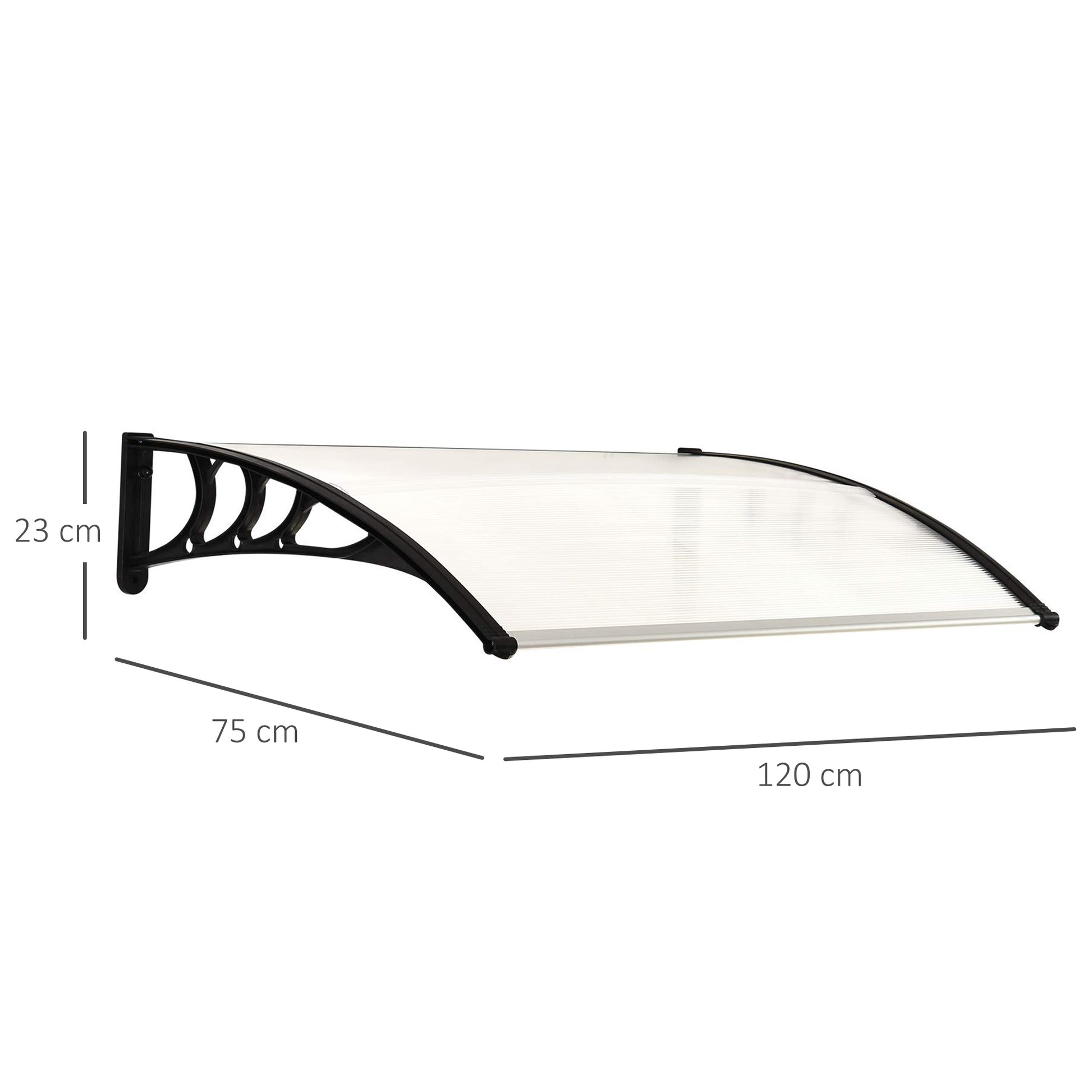 Balcony Door and Window Canopy, Waterproof and Anti-UV Outdoor Canopy in Polycarbonate for Exterior, 75x120cm