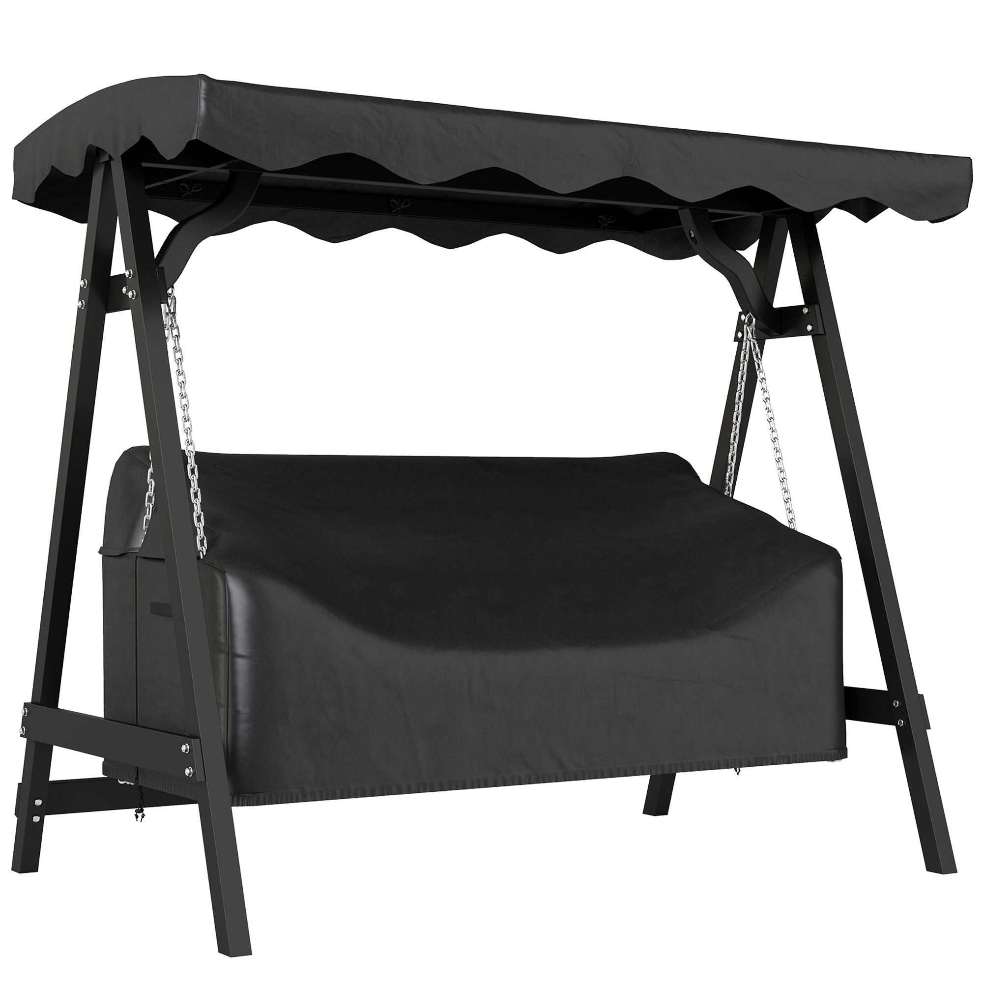 3-Seater Swing Cover — Waterproof, Windproof & UV-Resistant, PU-Coated Oxford, 185 x 76 x 81 cm (73" x 30" x 32") — Black