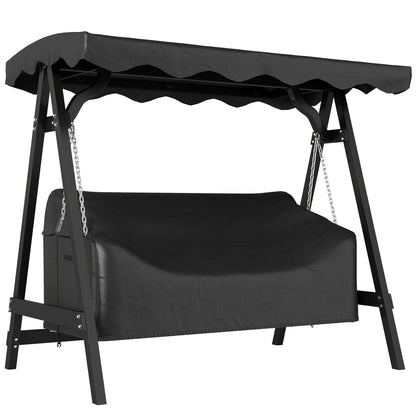 3-Seater Swing Cover — Waterproof, Windproof & UV-Resistant, PU-Coated Oxford, 185 x 76 x 81 cm (73" x 30" x 32") — Black
