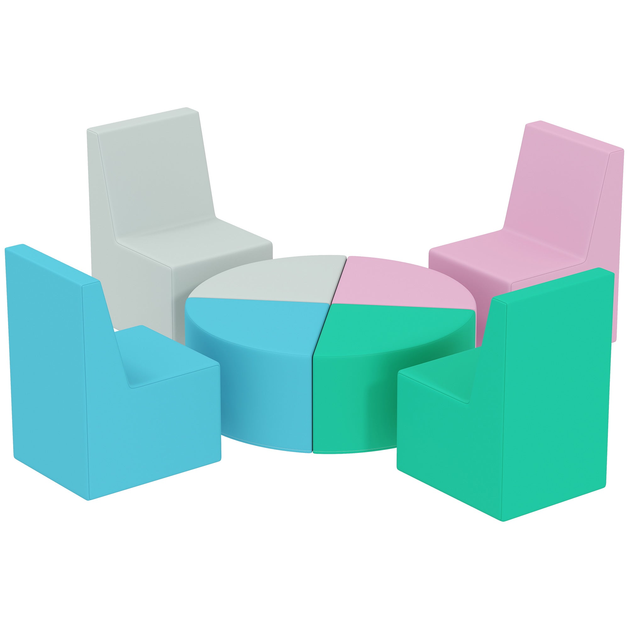 8-Piece Soft Foam Building Blocks for Kids — Table & Stool Design, PU Foam Blocks for Babies & Toddlers, Multicolor