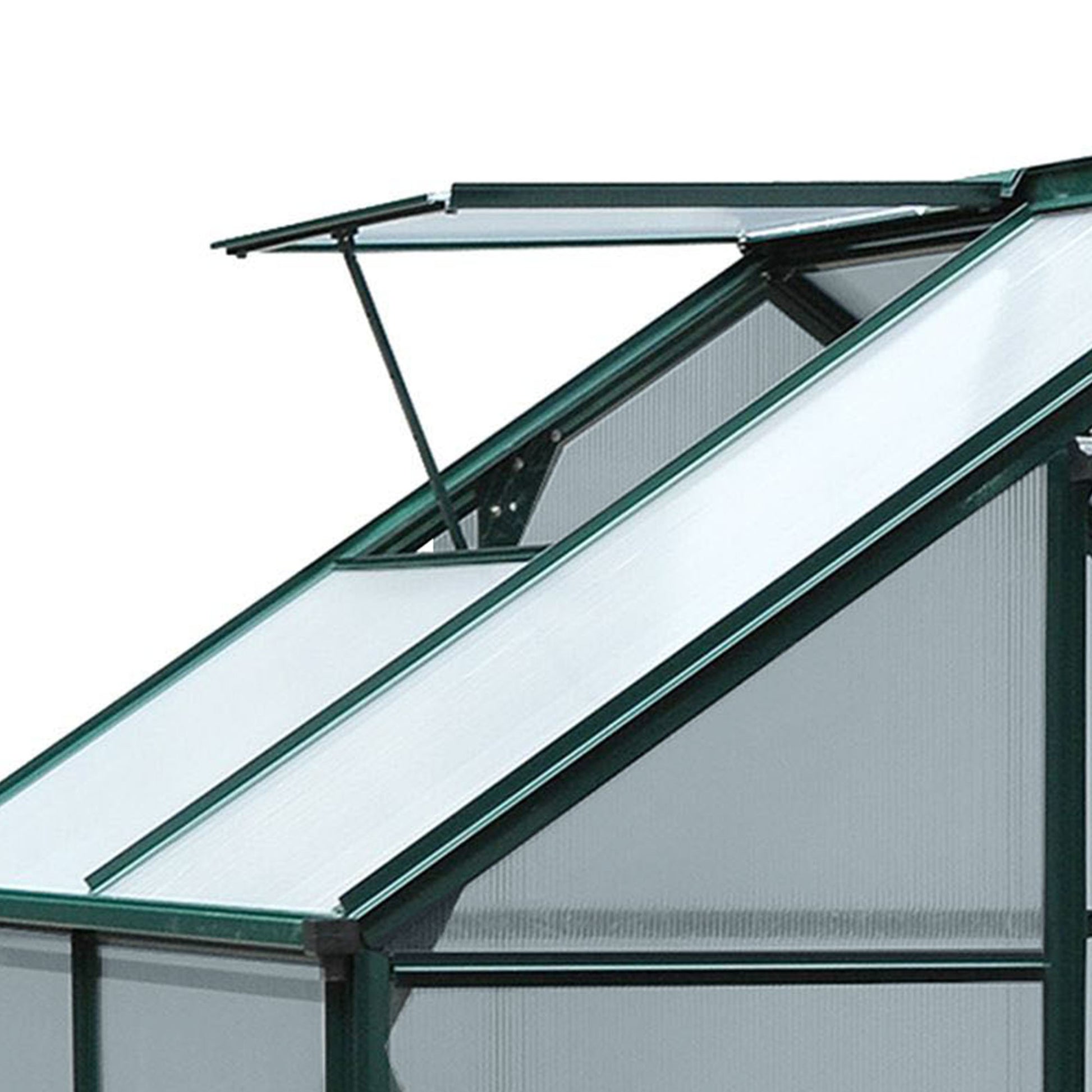 Polycarbonate Garden Greenhouse 2.51m² Aluminum Greenhouse for Garden 190 x 132 x 201 cm UV-Resistant, with Reinforced Foundation, Gutter, Skylight, and Sliding Door, Dark Green