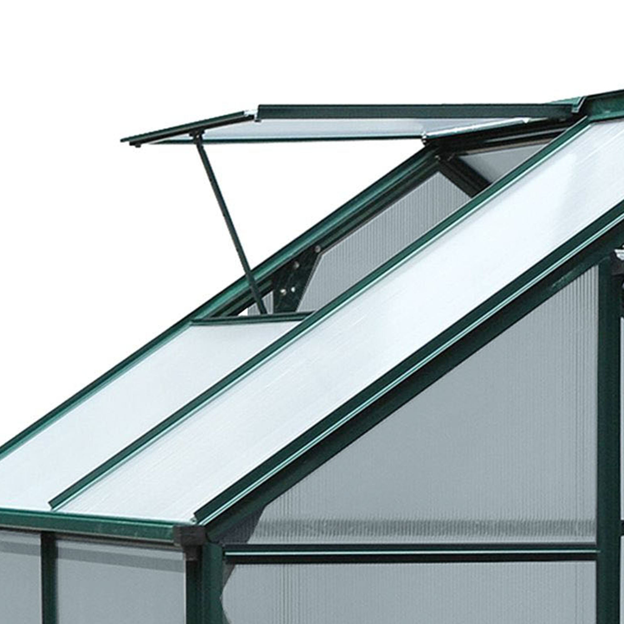 Polycarbonate Garden Greenhouse 2.51m² Aluminum Greenhouse for Garden 190 x 132 x 201 cm UV-Resistant, with Reinforced Foundation, Gutter, Skylight, and Sliding Door, Dark Green