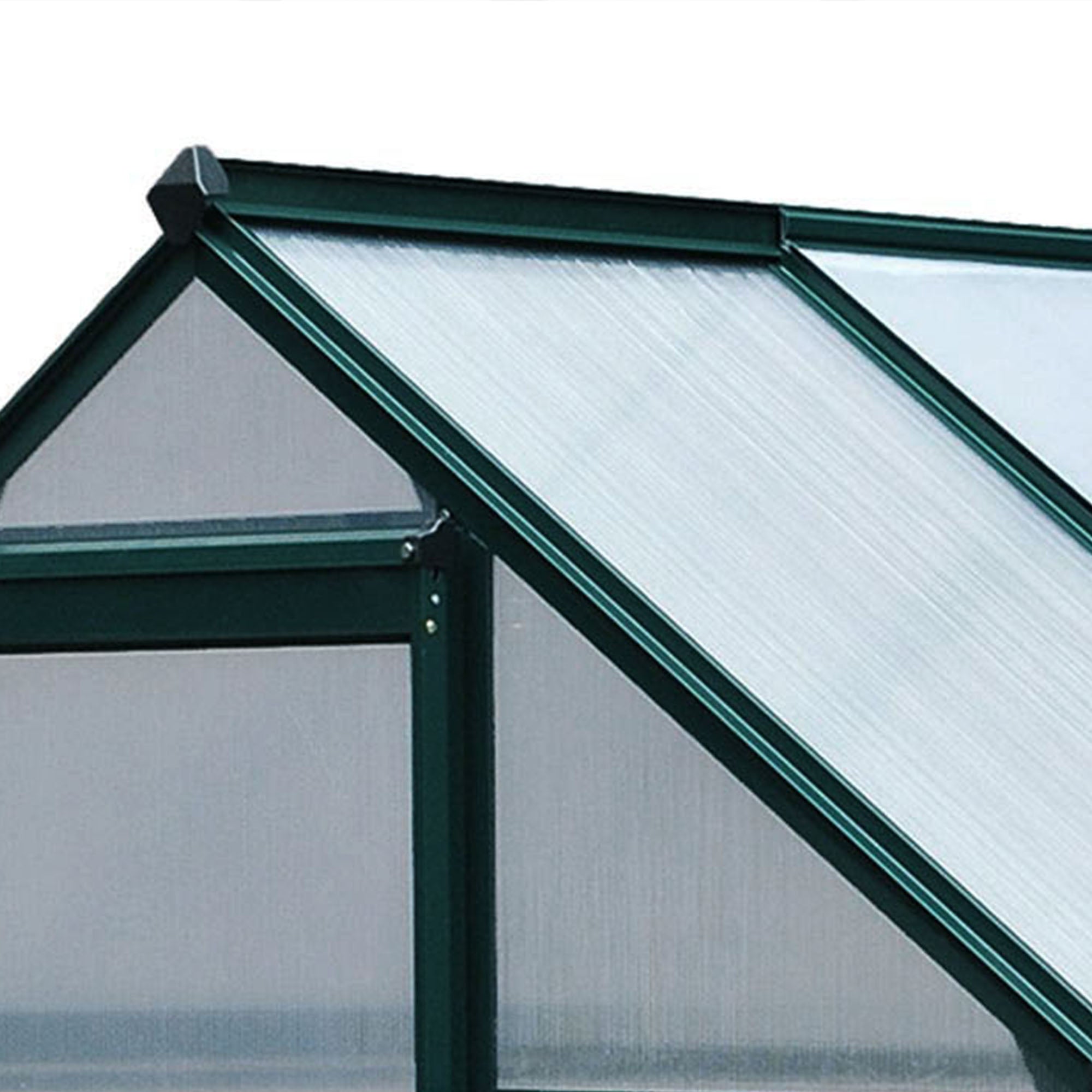Polycarbonate Garden Greenhouse 2.51m² Aluminum Greenhouse for Garden 190 x 132 x 201 cm UV-Resistant, with Reinforced Foundation, Gutter, Skylight, and Sliding Door, Dark Green