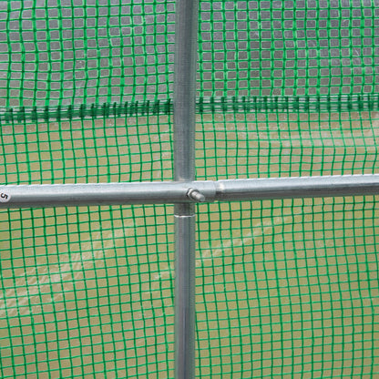 Garden Tunnel Greenhouse Ground Area 10.5 m² 3.5 x 3 x 2 m Reinforced Tubular Frame Zippered Door 6 Roll-up Windows Green