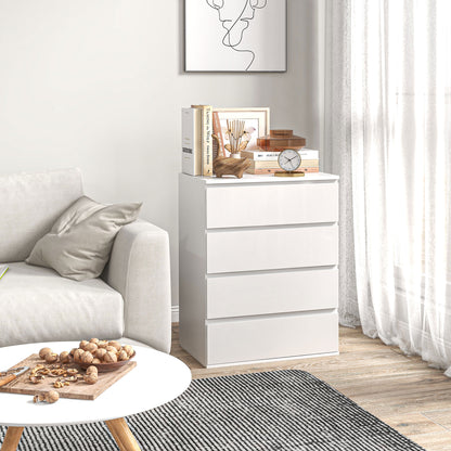 4-Drawer Dresser Bedroom Storage Cabinet Modern Style with Soft-Close Mechanism for Bedroom, Living Room - 60 x 40 x 80 cm, White