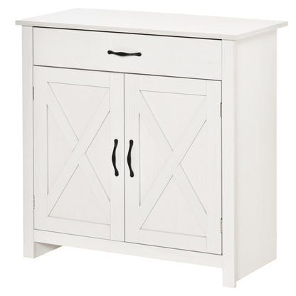 Kitchen Sideboard Buffet for Living Room with 1 Drawer 2 Doors and Adjustable Inner Shelf Decorative Auxiliary Furniture for Dining Room 80x39.7x80 cm White Wash
