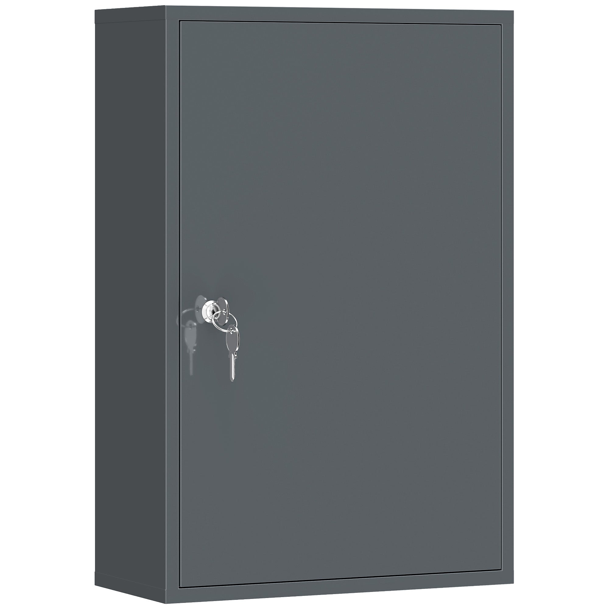 Lockable Medicine Cabinet — Metal 3-Shelf Wall Cabinet with Keys, 15.7 x 7.1 x 23.6 in, Gray