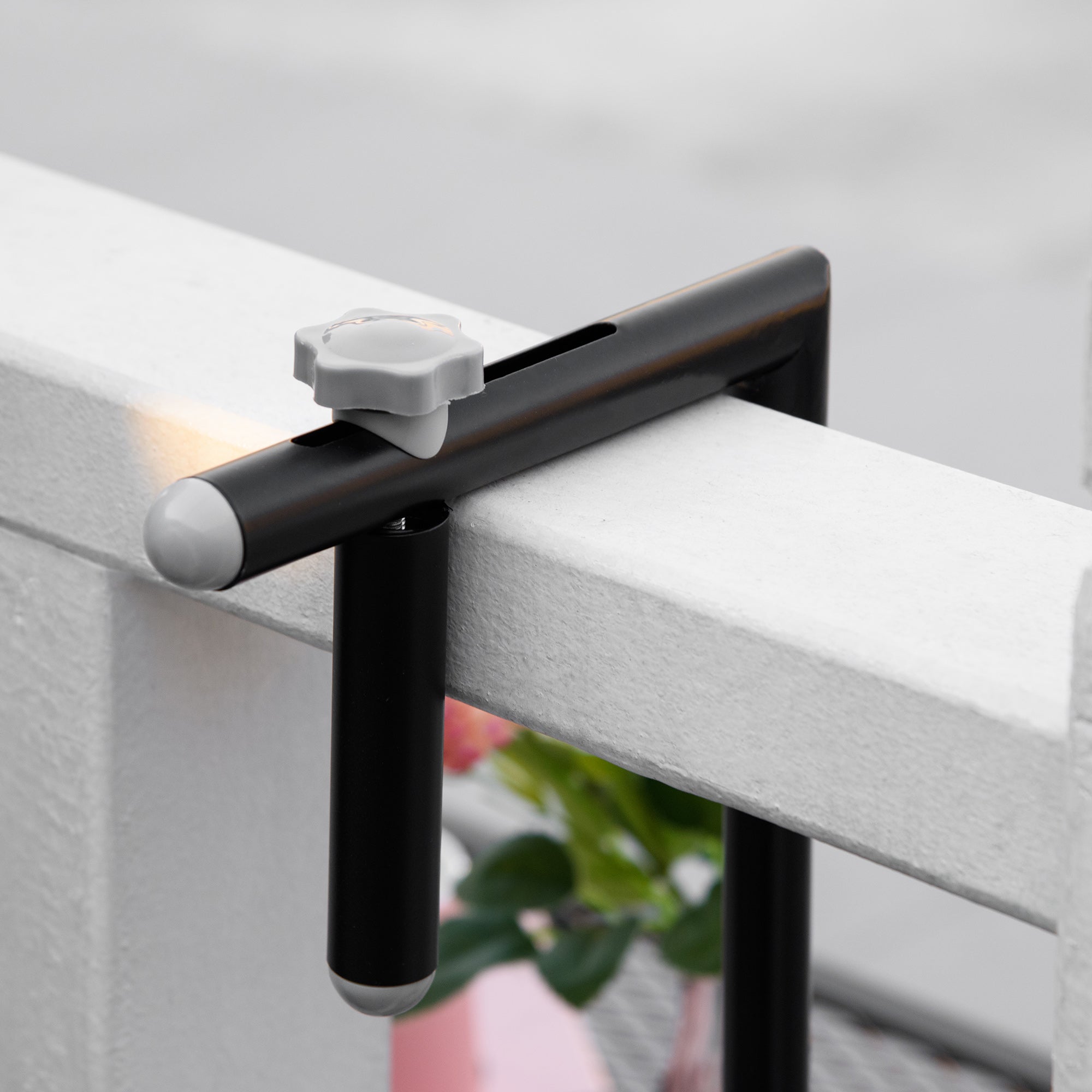 Foldable Metal Hanging Balcony Table with Adjustable Height 60L x 60W x 57-72H cm - Black