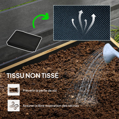 Rectangular Planter on Wheels - Irrigation Inserts, Drainage Felt Included - Solid Wood, Natural Wood Metal