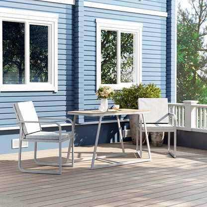 3-Piece Seating Group Dining Set for 2 People Dining Table with 4 Chairs Seat Cushions Dining Room Set with Glass Table Kitchen Table Set Balcony Furniture Patio Furniture for Terrace, Balcony Dining Room Light Grey
