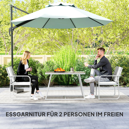 3-Piece Seating Group Dining Set for 2 People Dining Table with 4 Chairs Seat Cushions Dining Room Set with Glass Table Kitchen Table Set Balcony Furniture Patio Furniture for Terrace, Balcony Dining Room Light Grey