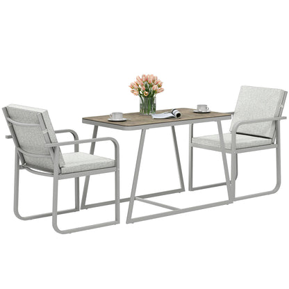 3-Piece Seating Group Dining Set for 2 People Dining Table with 4 Chairs Seat Cushions Dining Room Set with Glass Table Kitchen Table Set Balcony Furniture Patio Furniture for Terrace, Balcony Dining Room Light Grey