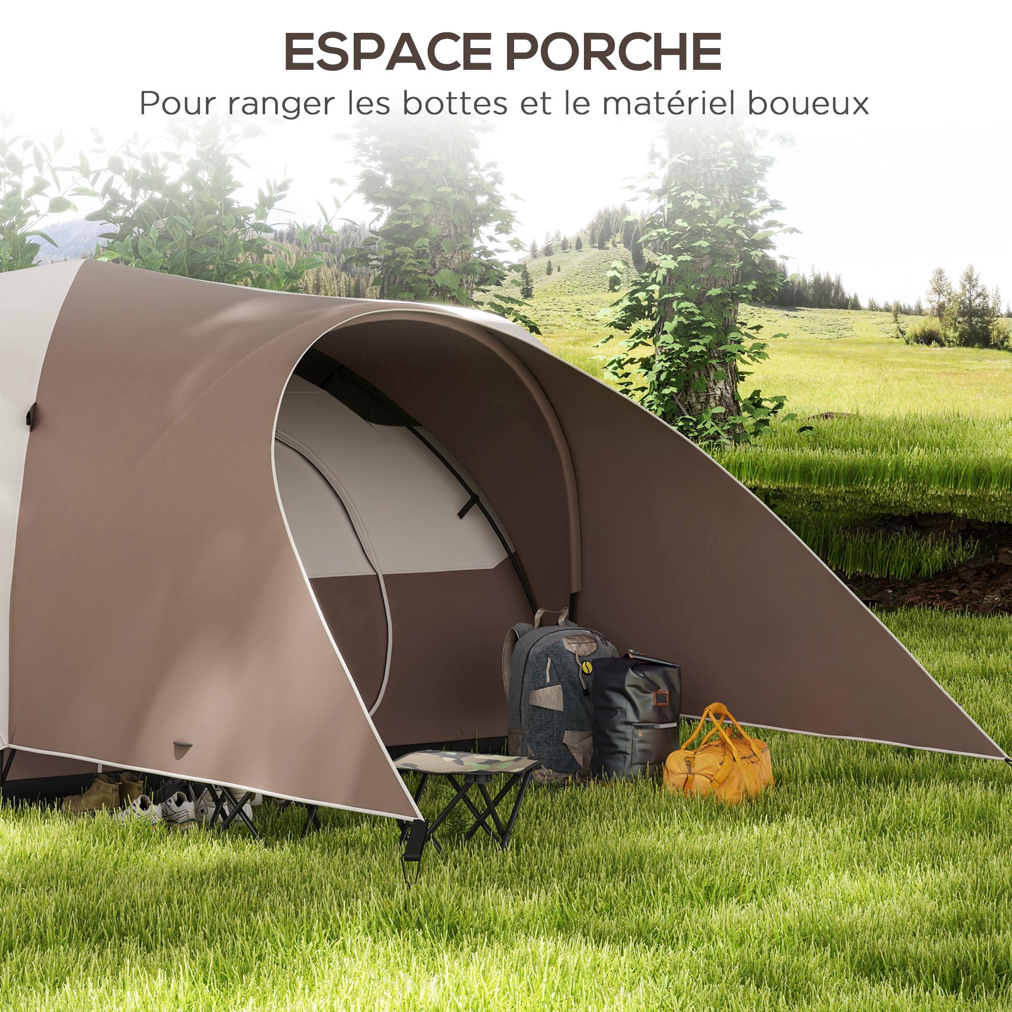Family Camping Tent 5-6 Person Waterproof Lightweight Ventilated with Carry Bag, dim. 550L x 300W x 198H cm
