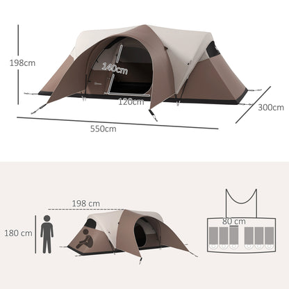 Family Camping Tent 5-6 Person Waterproof Lightweight Ventilated with Carry Bag, dim. 550L x 300W x 198H cm