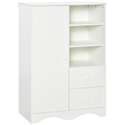 Storage Cabinet with Door and 5 Shelves, 3 Shelves, 2 Drawers, White Storage Furniture for Bedroom, Living Room, Office