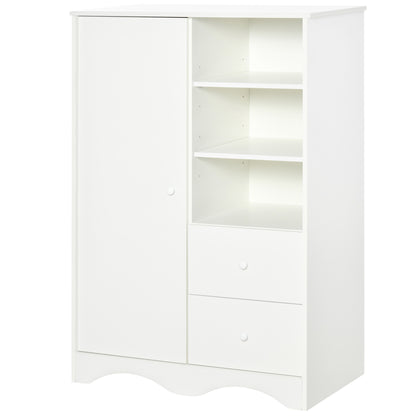 Storage Cabinet with Door and 5 Shelves, 3 Shelves, 2 Drawers, White Storage Furniture for Bedroom, Living Room, Office