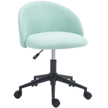Velvet Office Chair Swivel 360° Adjustable Seat Height Curved Backrest for Office Green