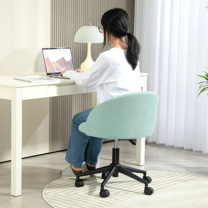 Velvet Office Chair Swivel 360° Adjustable Seat Height Curved Backrest for Office Green