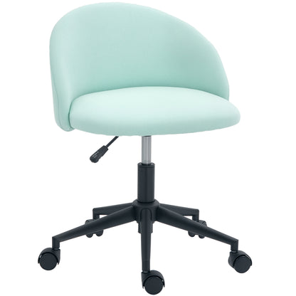 Velvet Office Chair Swivel 360° Adjustable Seat Height Curved Backrest for Office Green