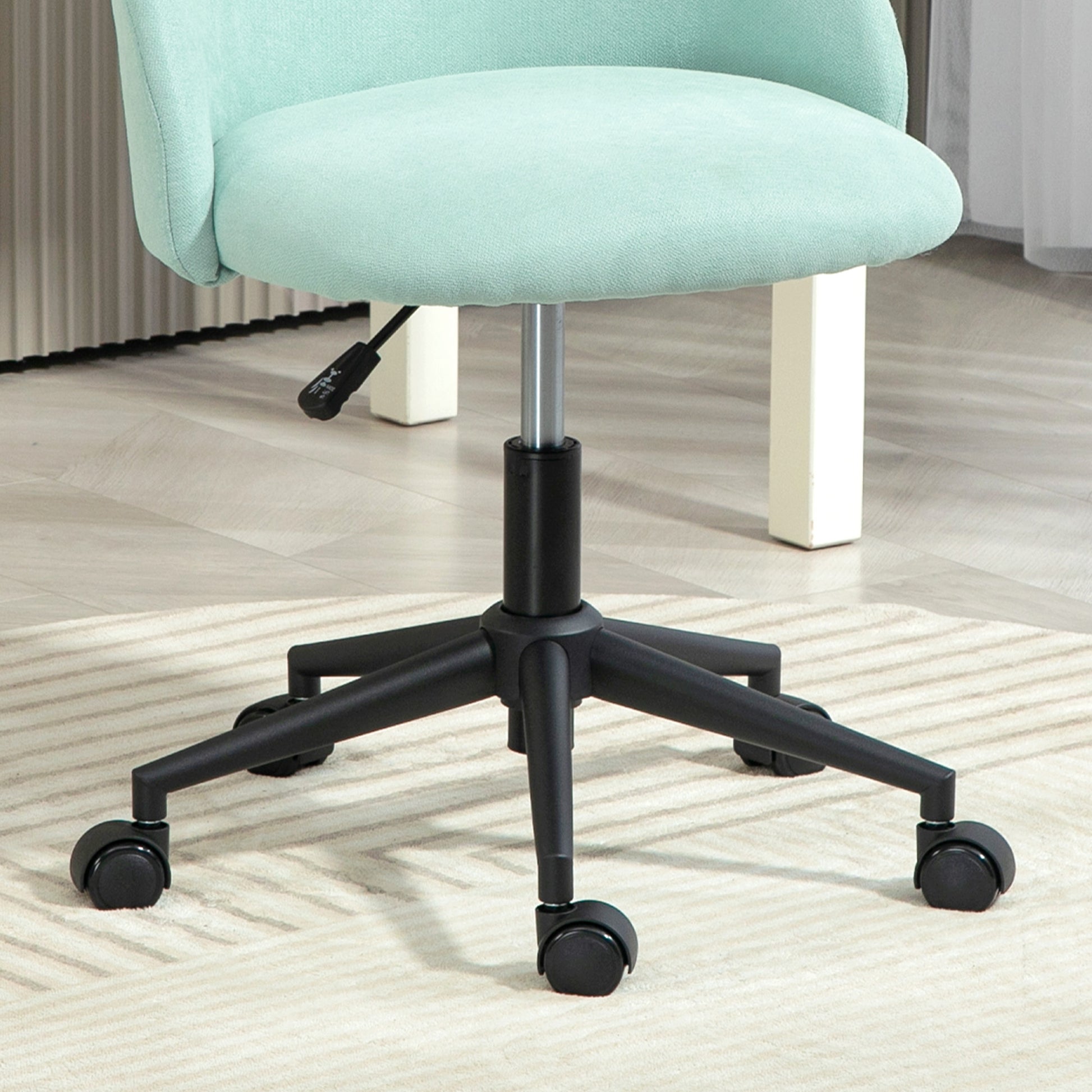 Velvet Office Chair Swivel 360° Adjustable Seat Height Curved Backrest for Office Green