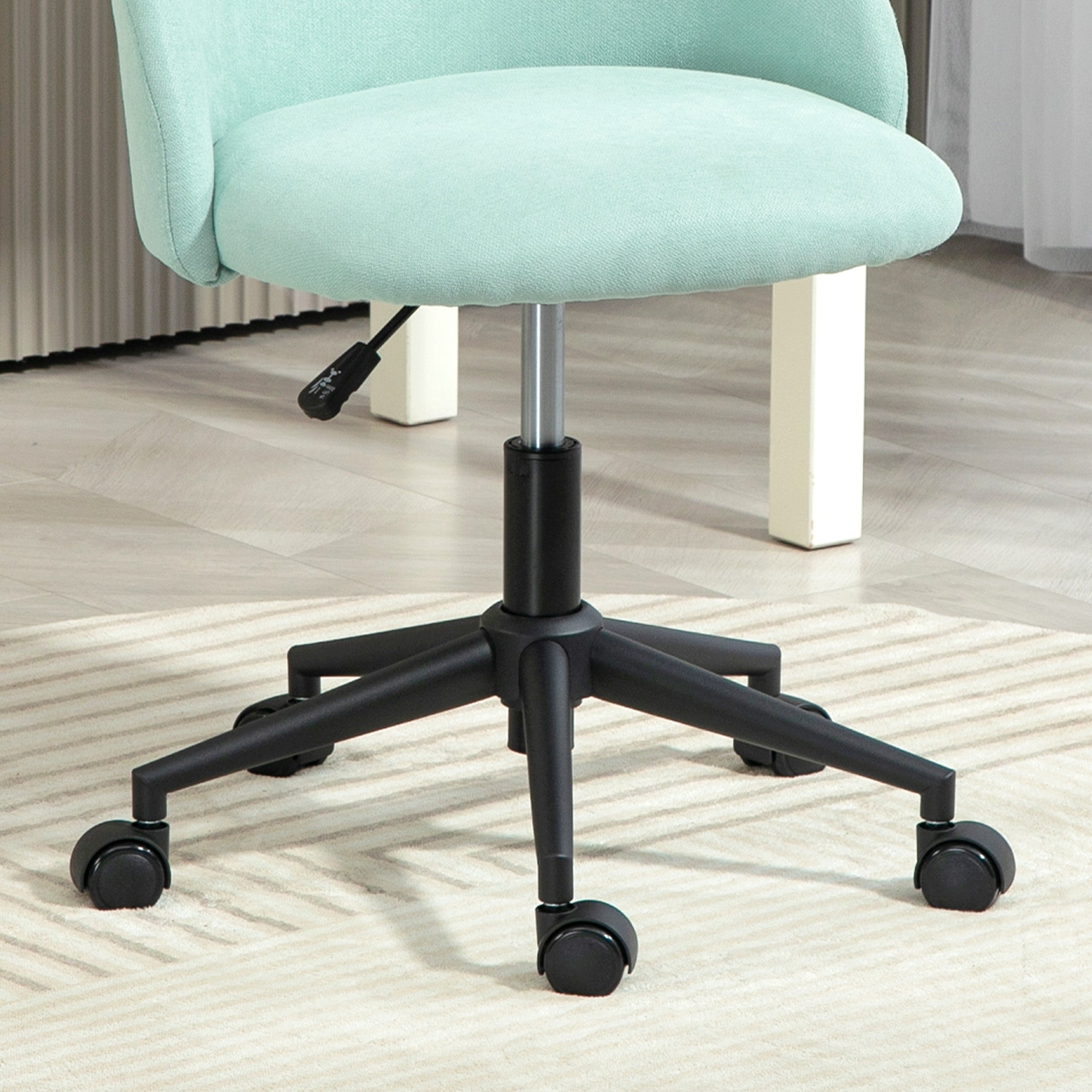Velvet Office Chair Swivel 360° Adjustable Seat Height Curved Backrest for Office Green