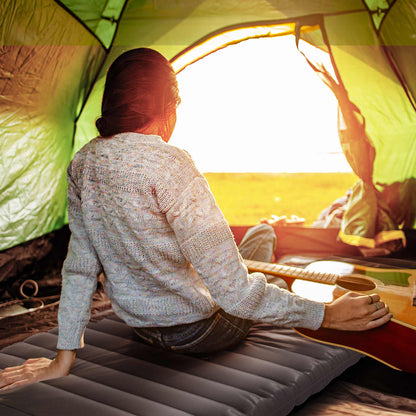 Inflatable Camping Mattress, single air mattress for optimized comfort, 1 person, foldable, with carrying bag, 195 x 70 x 10 cm, gray