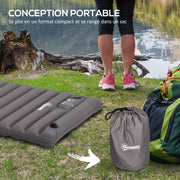Inflatable Camping Mattress, single air mattress for optimized comfort, 1 person, foldable, with carrying bag, 195 x 70 x 10 cm, gray