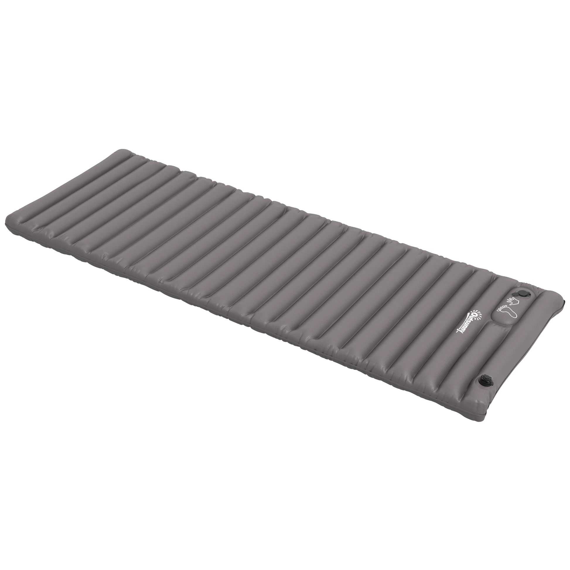 Inflatable Camping Mattress, single air mattress for optimized comfort, 1 person, foldable, with carrying bag, 195 x 70 x 10 cm, gray