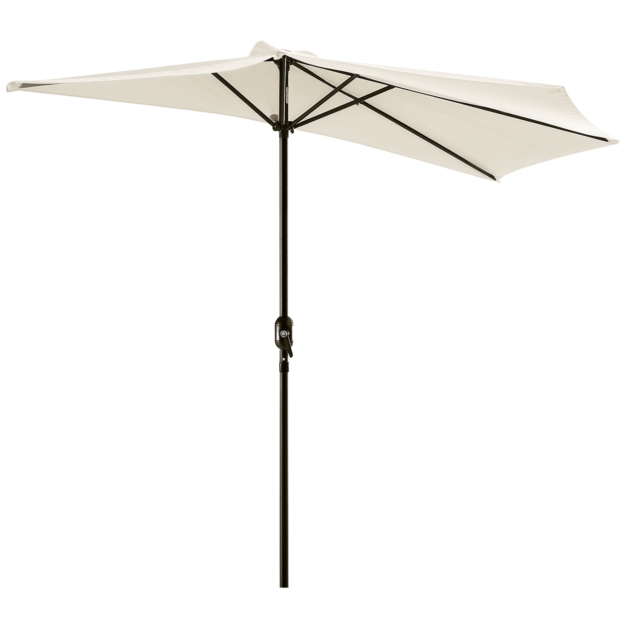 Half Umbrella - Balcony Umbrella 5 Metal Struts 2.93 x 1.5 x 2.49 m High Density Polyester Cream