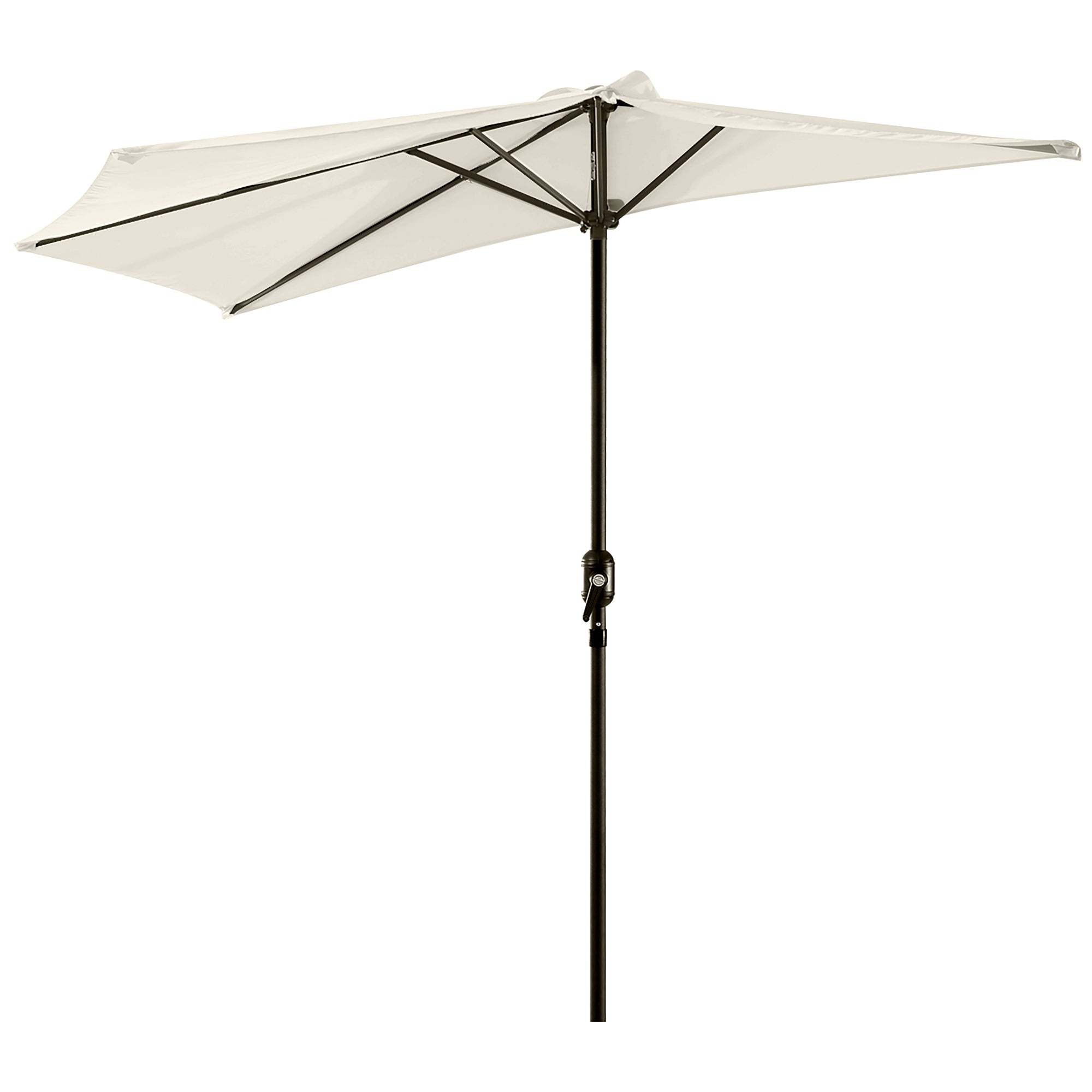 Half Umbrella - Balcony Umbrella 5 Metal Struts 2.93 x 1.5 x 2.49 m High Density Polyester Cream