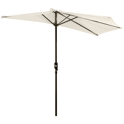 Half Umbrella - Balcony Umbrella 5 Metal Struts 2.93 x 1.5 x 2.49 m High Density Polyester Cream