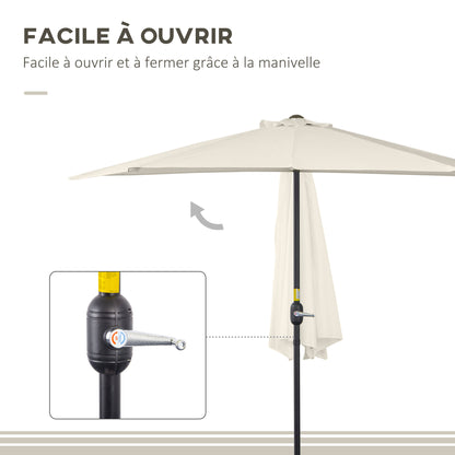 Half Umbrella - Balcony Umbrella 5 Metal Struts 2.93 x 1.5 x 2.49 m High Density Polyester Cream