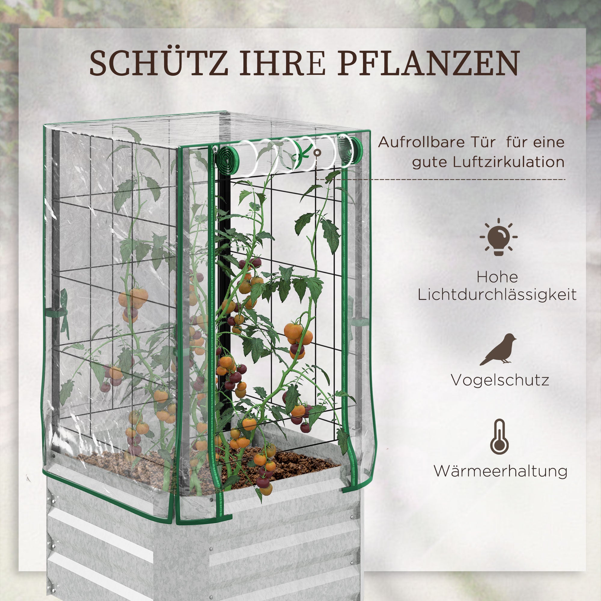 Raised Garden Bed Planter Box with Trellis, Trellis Planter Pot Steel, Garden Trellis 53 x 53 x 90 cm for Garden Balcony Terrace, Planter for Climbing Plants Basket Plants, Flowers