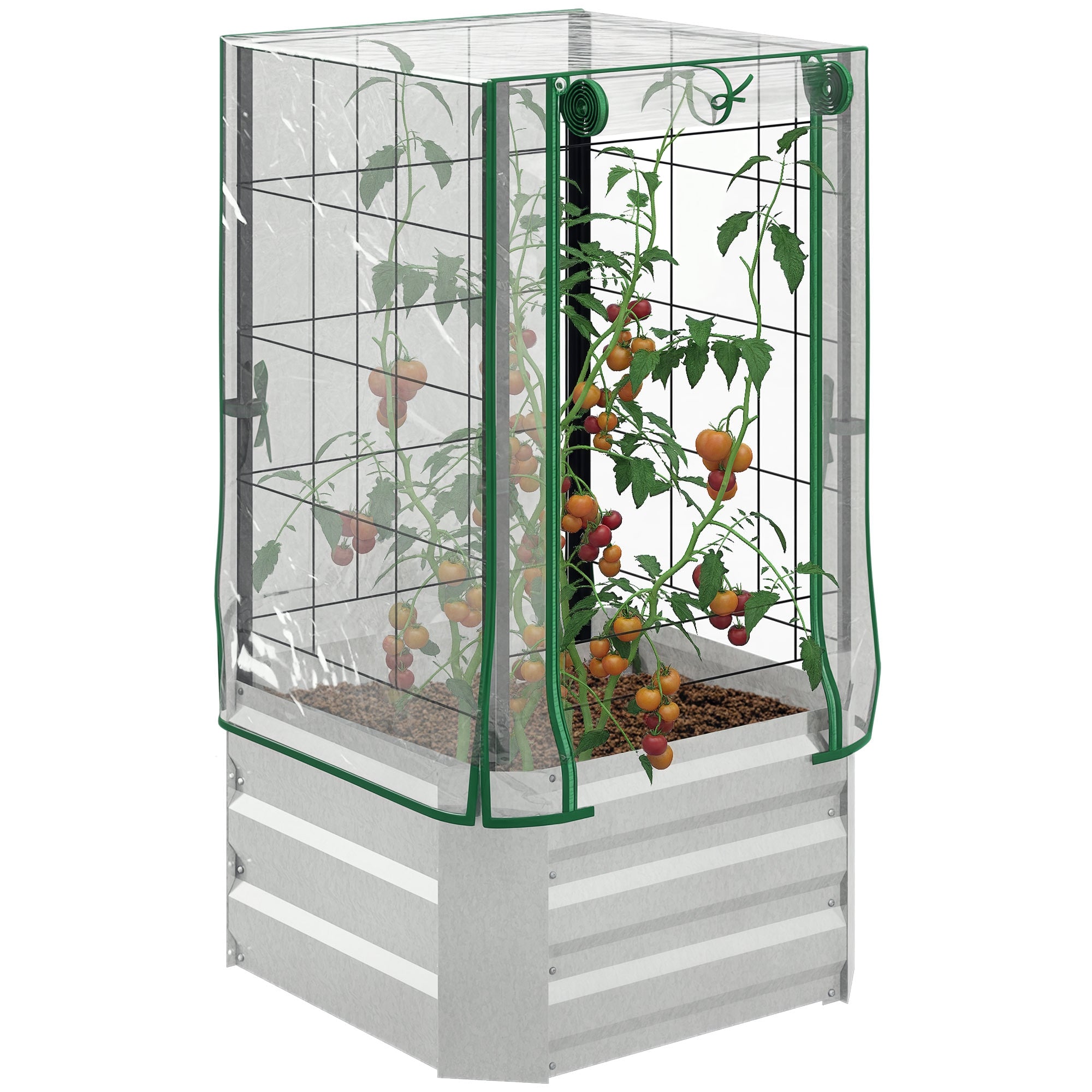 Raised Garden Bed Planter Box with Trellis, Trellis Planter Pot Steel, Garden Trellis 53 x 53 x 90 cm for Garden Balcony Terrace, Planter for Climbing Plants Basket Plants, Flowers