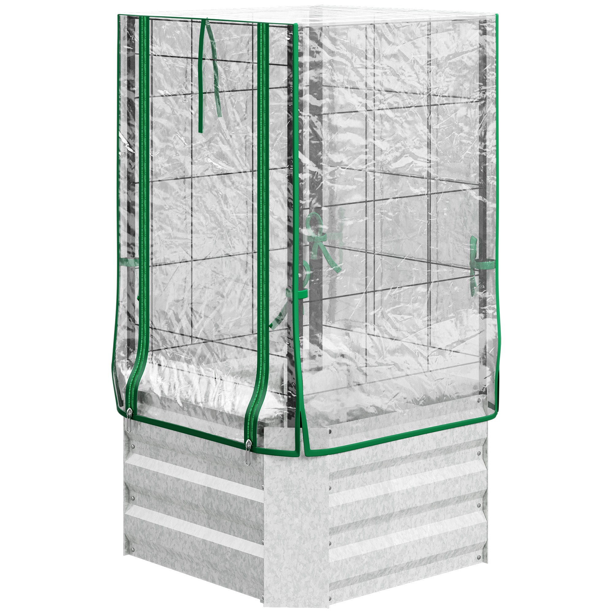 Raised Garden Bed Planter Box with Trellis, Trellis Planter Pot Steel, Garden Trellis 53 x 53 x 90 cm for Garden Balcony Terrace, Planter for Climbing Plants Basket Plants, Flowers