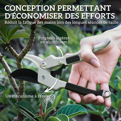 Set of 3 Garden Pruners, Cutting Kit for Gardening, Anvil Pruner, Bypass Pruner, Pruning Shears, with Sharp Metal Blade, Aluminum Handles, Silver, Black