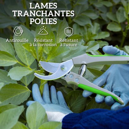 Set of 3 Garden Pruners, Cutting Kit for Gardening, Anvil Pruner, Bypass Pruner, Pruning Shears, with Sharp Metal Blade, Aluminum Handles, Silver, Black