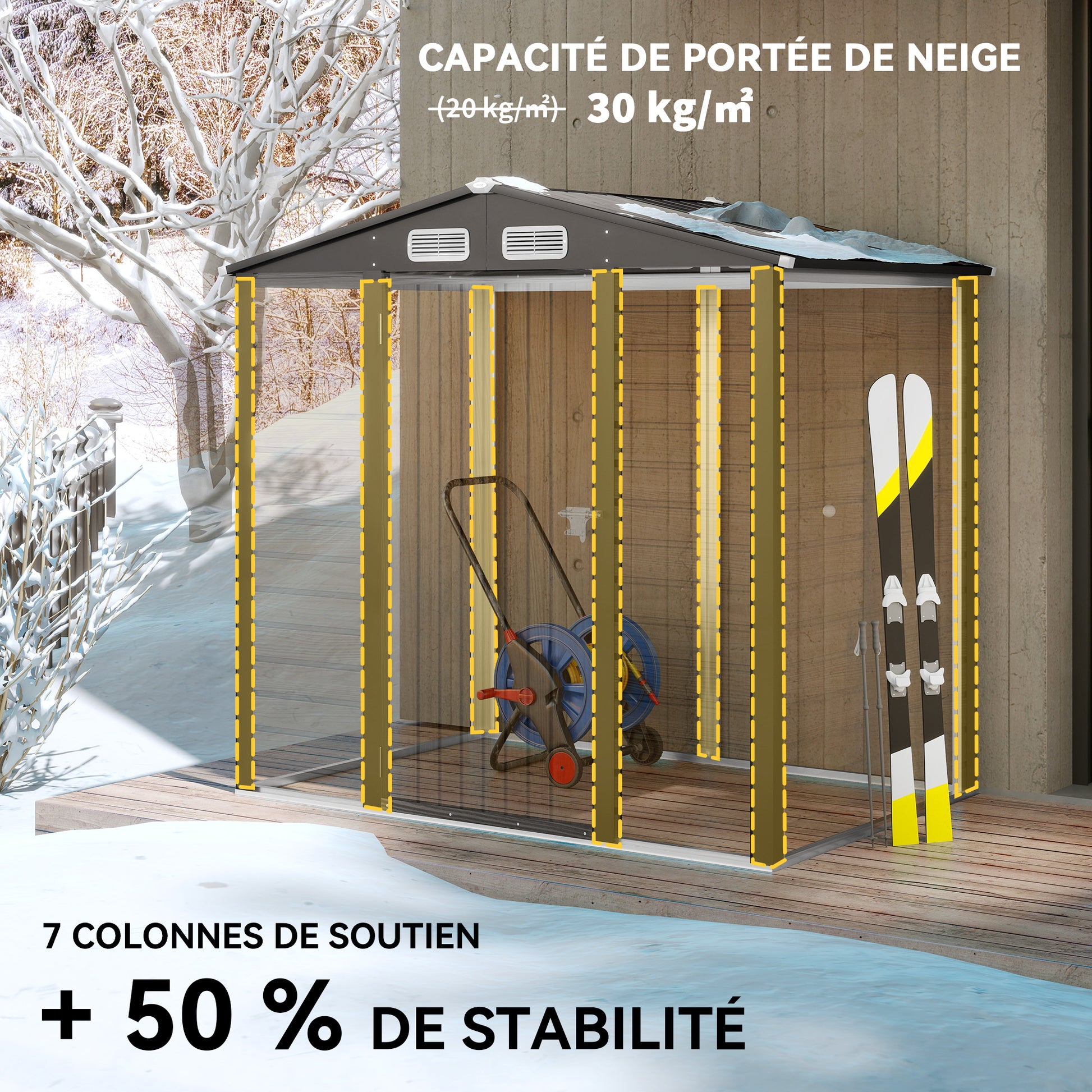 Metal Garden Shed 2.27m², Easy to Assemble, Enhanced Galvanized Steel Structure, Outdoor Tool Shed, 2-Sloped Roof with Vents, Gloves and Padlock Included, 190x131x188cm, Gray