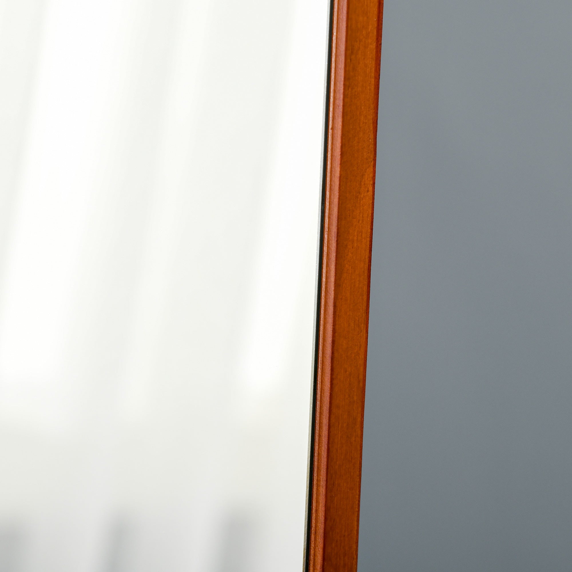Full Length Rectangular Floor Mirror Wall Mirror with 2 Installation Options Pine Wood Frame Modern for Hallway Bedroom Living Room 37x43x156 cm Walnut