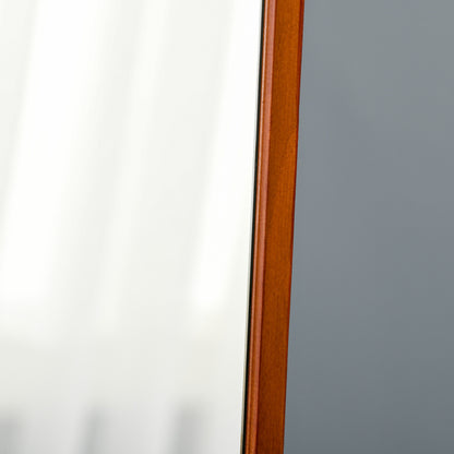 Full Length Rectangular Floor Mirror Wall Mirror with 2 Installation Options Pine Wood Frame Modern for Hallway Bedroom Living Room 37x43x156 cm Walnut