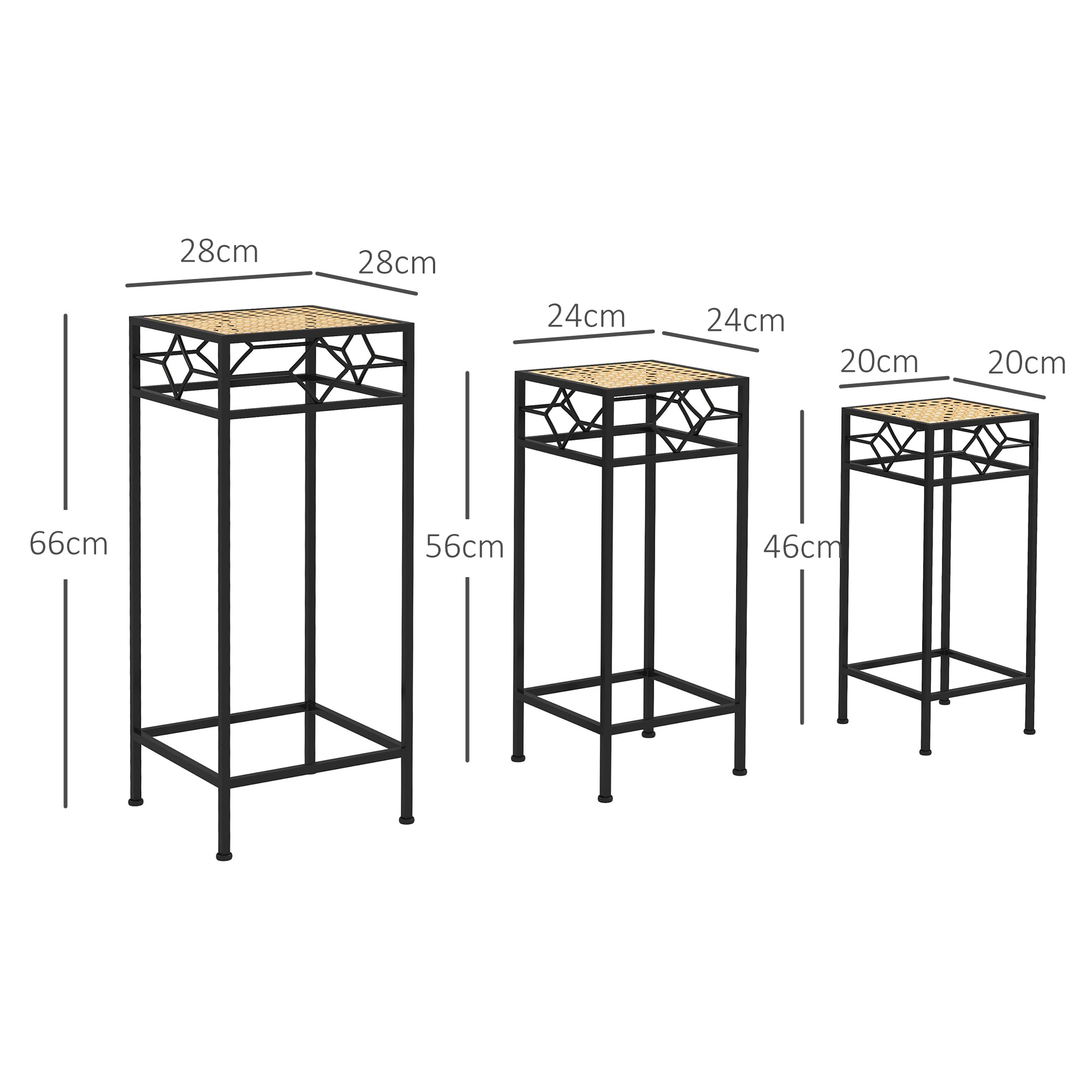 3-Piece Plant Stand Stackable Flower Stool Flower Pot Holder with Rattan Look Plant Stool for Garden Balcony Metal Gold