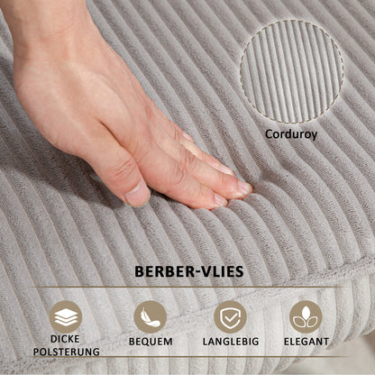 Schaukelstuhl, Schaukelsessel mit Kordoptik, Armlehne, Gepolsterter Sessel mit Holzkufen, Relaxsessel für Wohnzimmer, Schlafzimmer, bis 120kg belastbar, Hellgrau