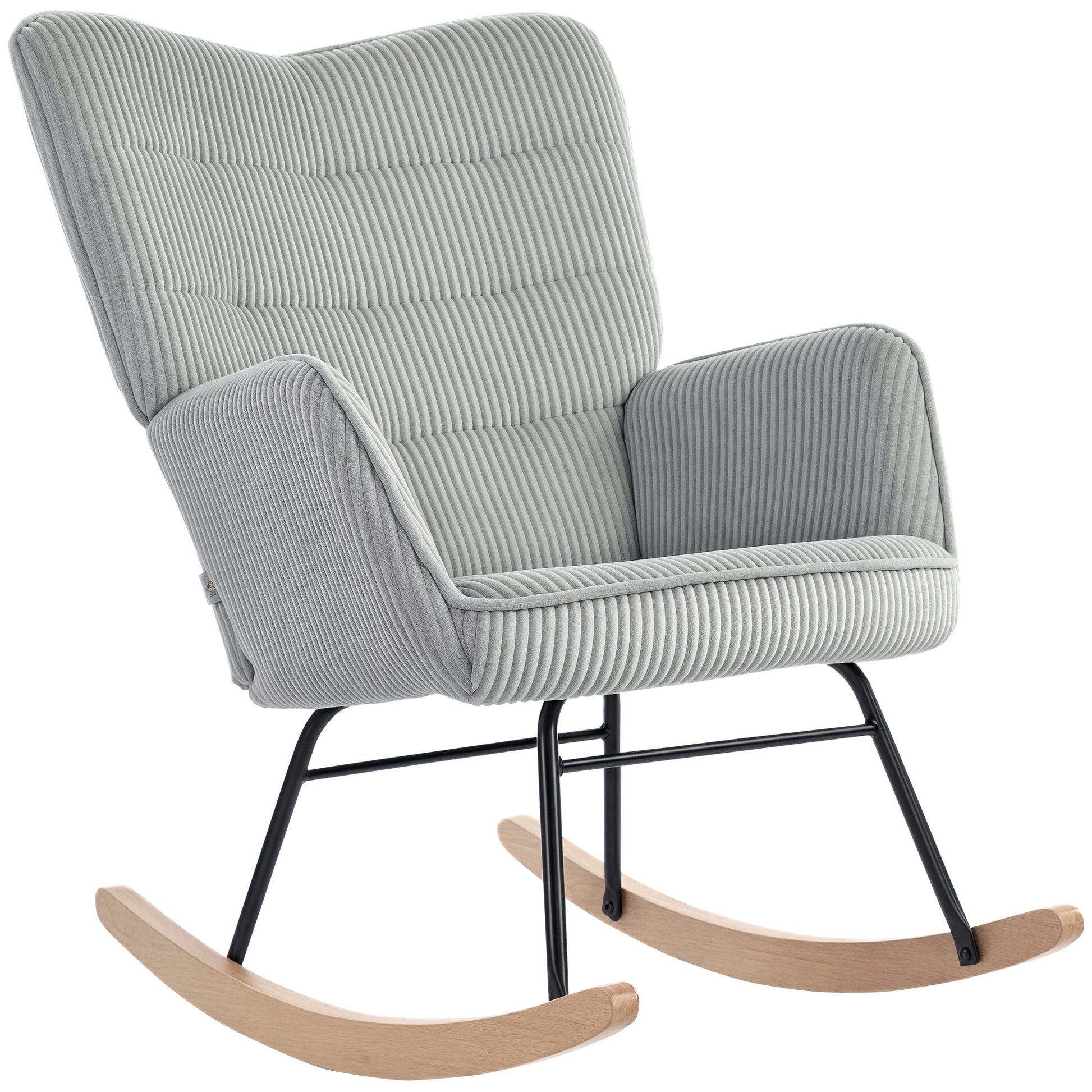 Rocking Chair, Rocking Armchair with Cord Optic, Armrest, Padded Chair with Wooden Rockers, Recliner for Living Room, Bedroom, Up to 120kg Load Capacity, Light Gray