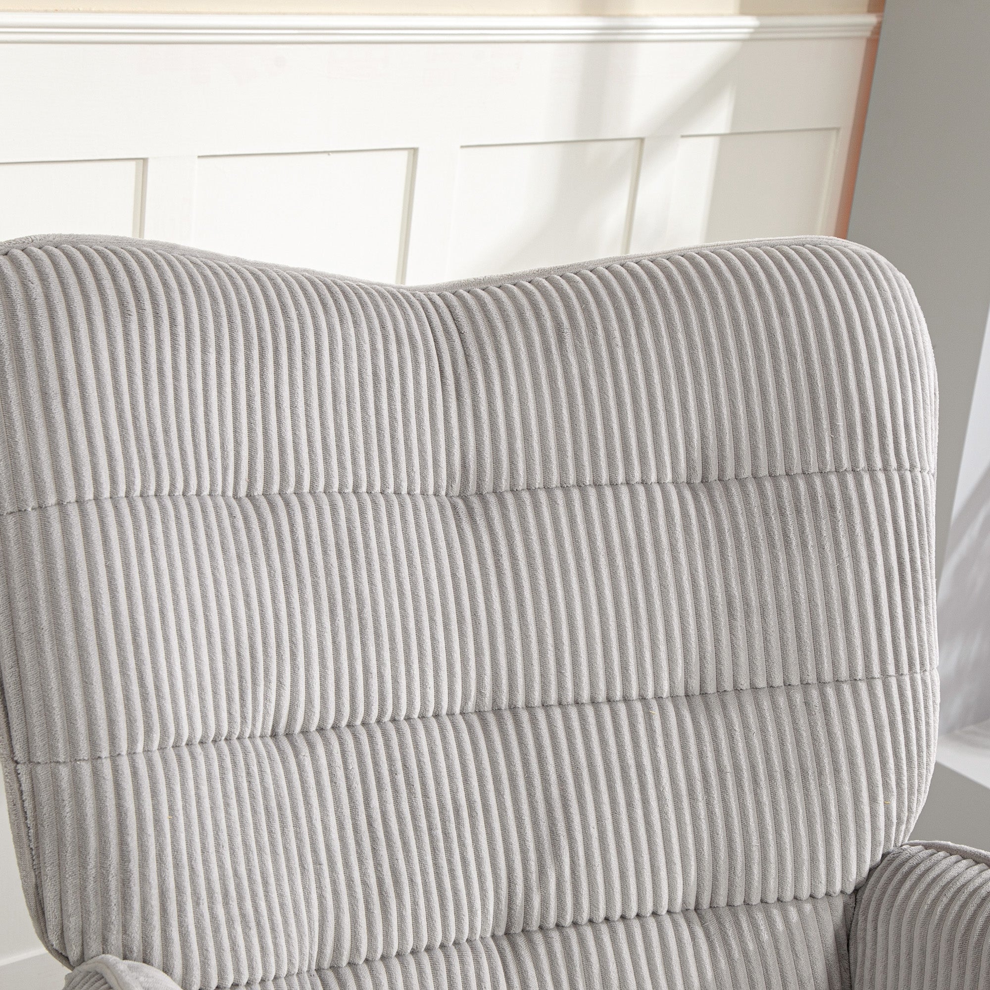 Rocking Chair, Rocking Armchair with Cord Optic, Armrest, Padded Chair with Wooden Rockers, Recliner for Living Room, Bedroom, Up to 120kg Load Capacity, Light Gray