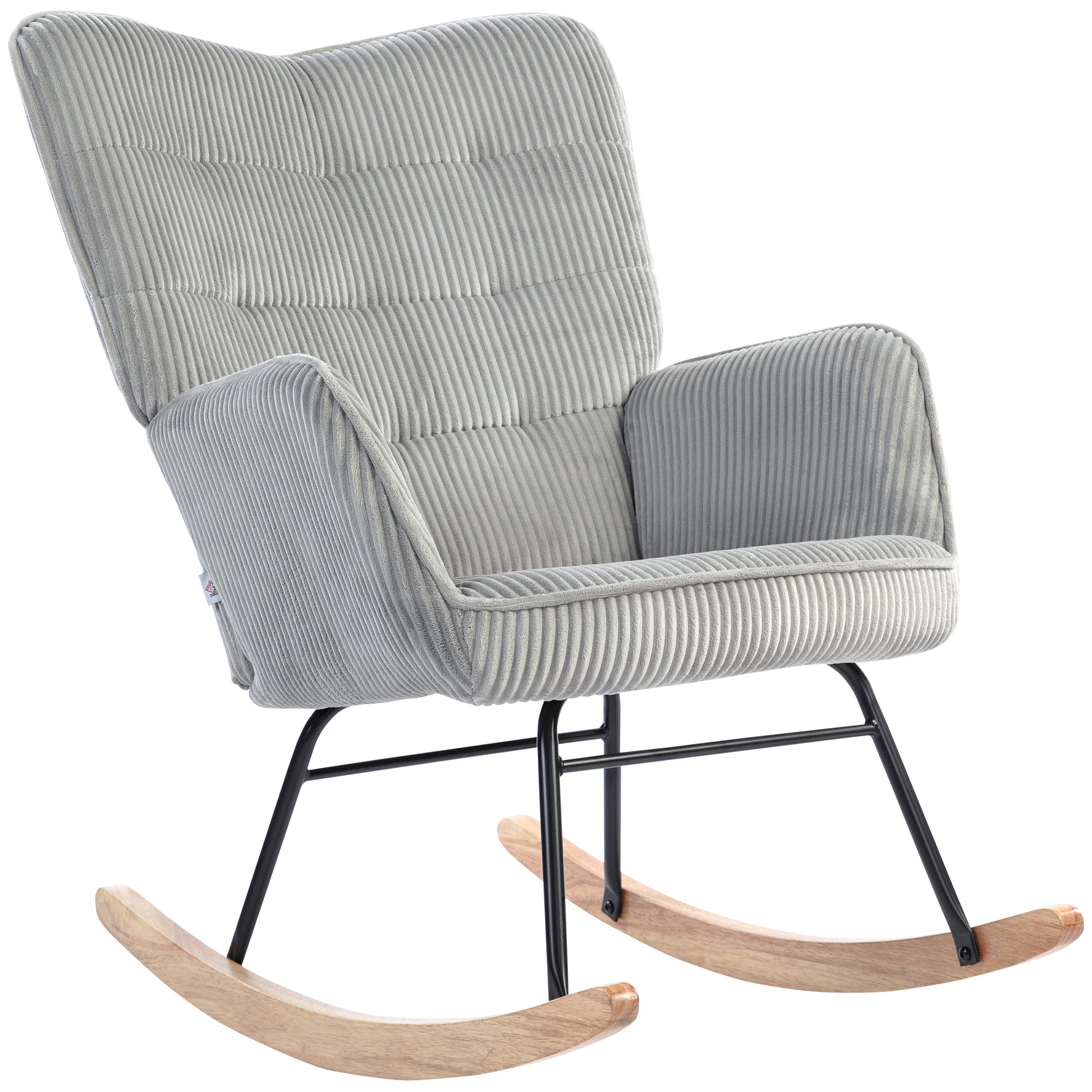 Rocking Chair, Rocking Armchair with Cord Optic, Armrest, Padded Chair with Wooden Rockers, Recliner for Living Room, Bedroom, Up to 120kg Load Capacity, Light Gray