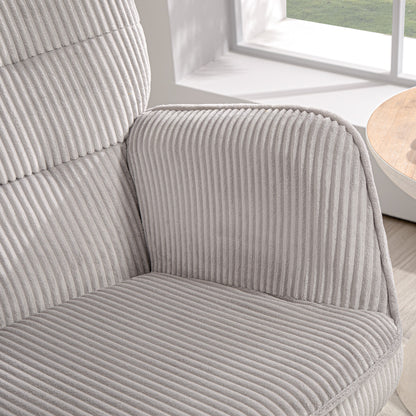 Schaukelstuhl, Schaukelsessel mit Kordoptik, Armlehne, Gepolsterter Sessel mit Holzkufen, Relaxsessel für Wohnzimmer, Schlafzimmer, bis 120kg belastbar, Hellgrau