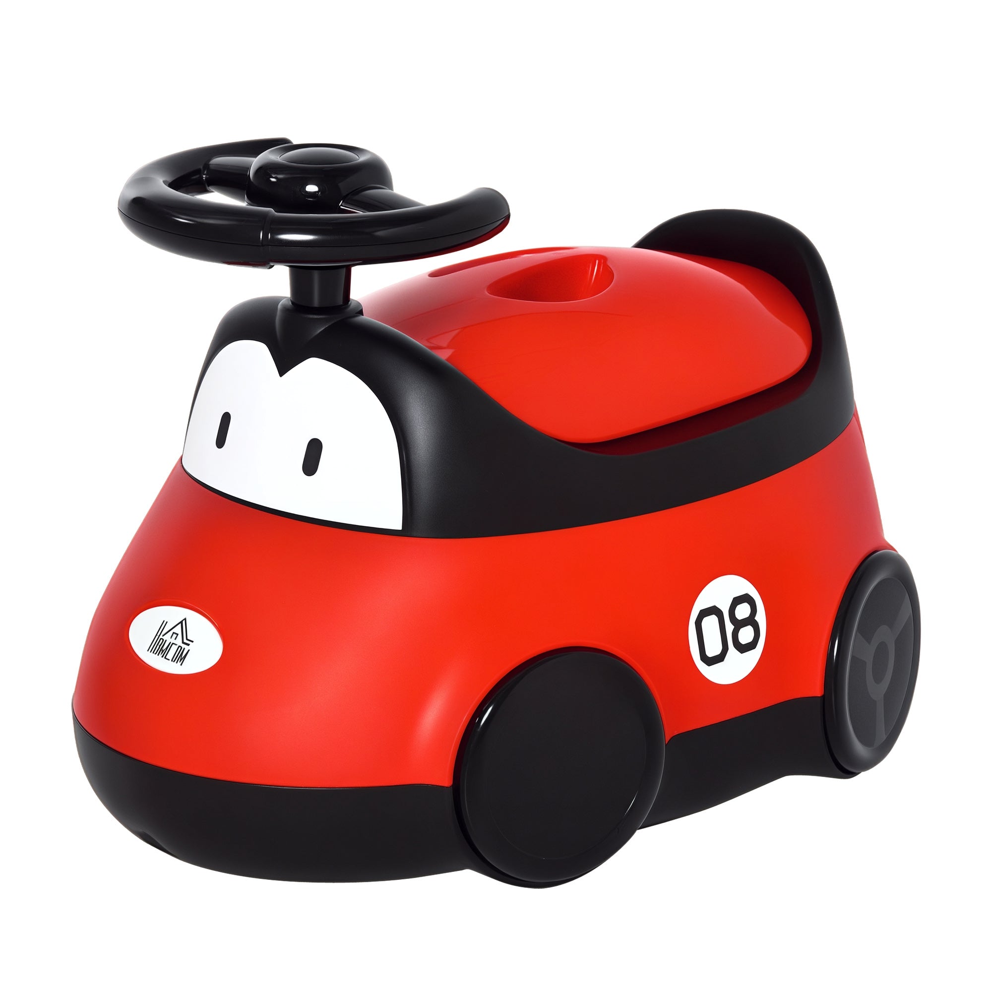 Baby Potty for 6-36 Months Toddler Potty Training Toilet Seat Portable Car Shape with Lid and Steering Wheel Easy to Clean 40x27.5x29.1 cm Red