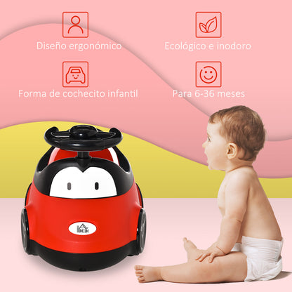 Baby Potty for 6-36 Months Toddler Potty Training Toilet Seat Portable Car Shape with Lid and Steering Wheel Easy to Clean 40x27.5x29.1 cm Red